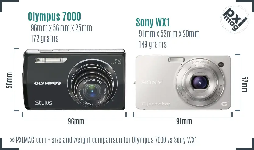 Olympus 7000 vs Sony WX1 size comparison