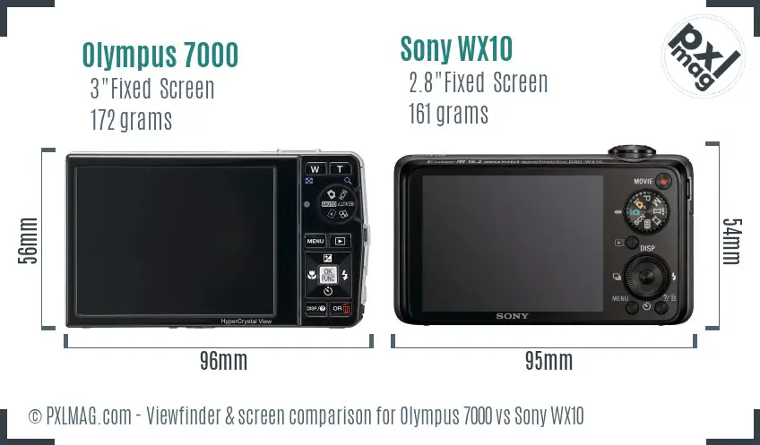 Olympus 7000 vs Sony WX10 Screen and Viewfinder comparison