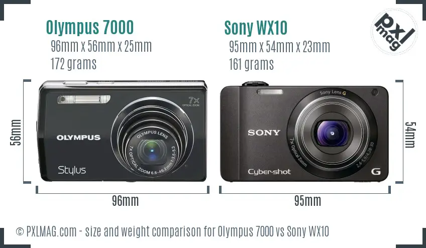 Olympus 7000 vs Sony WX10 size comparison