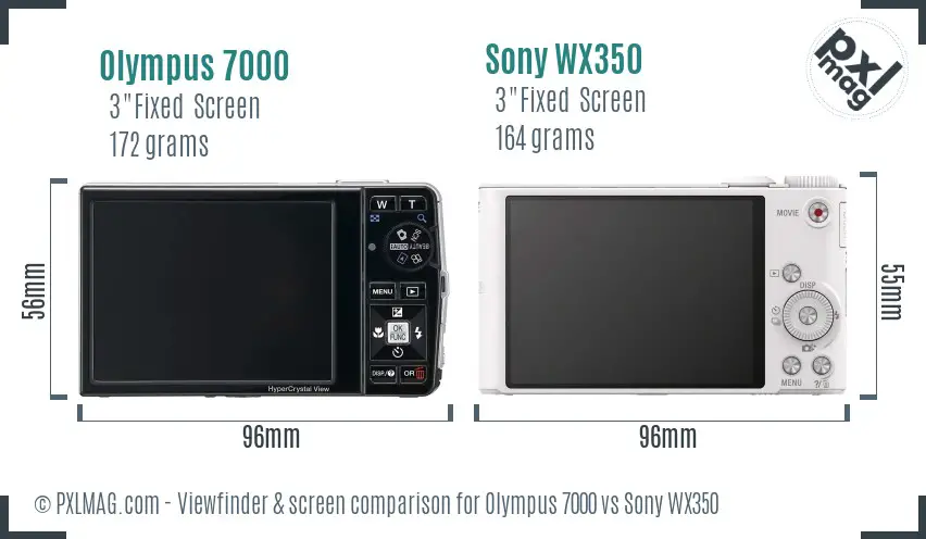 Olympus 7000 vs Sony WX350 Screen and Viewfinder comparison