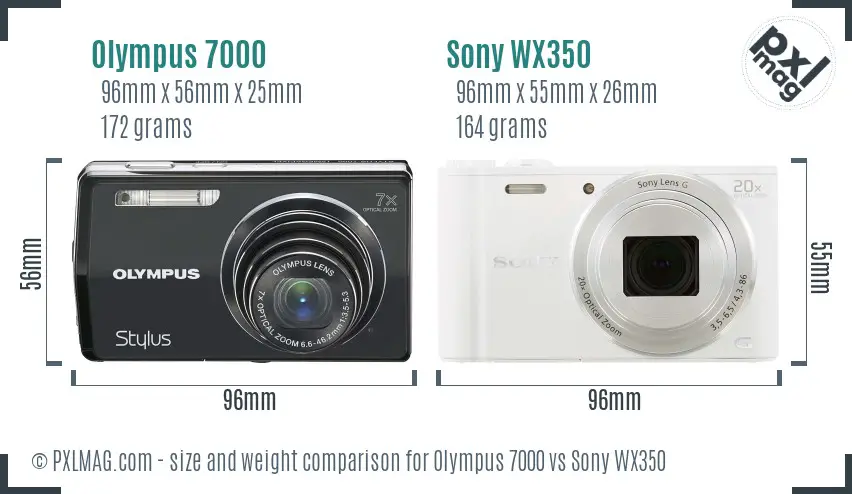 Olympus 7000 vs Sony WX350 size comparison