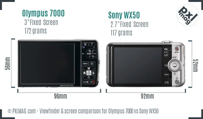 Olympus 7000 vs Sony WX50 Screen and Viewfinder comparison