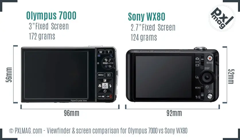 Olympus 7000 vs Sony WX80 Screen and Viewfinder comparison