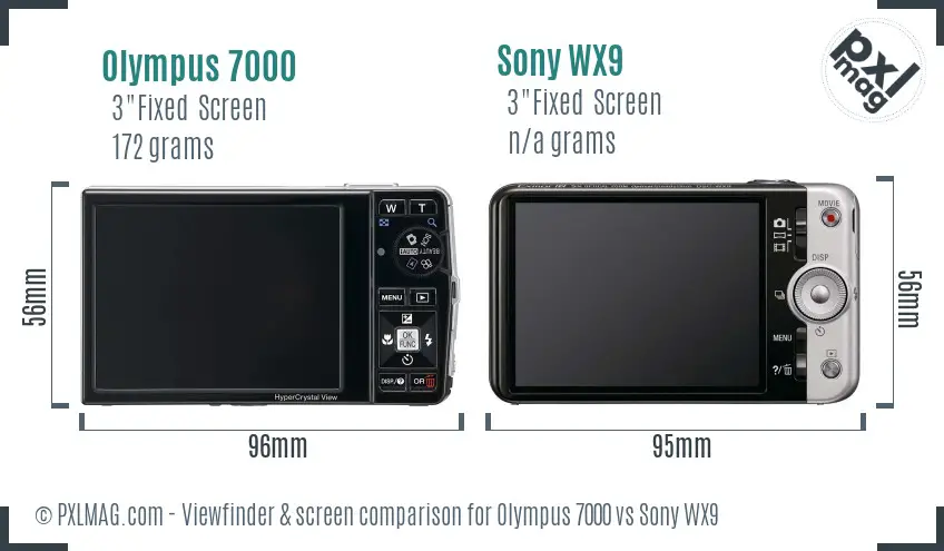Olympus 7000 vs Sony WX9 Screen and Viewfinder comparison