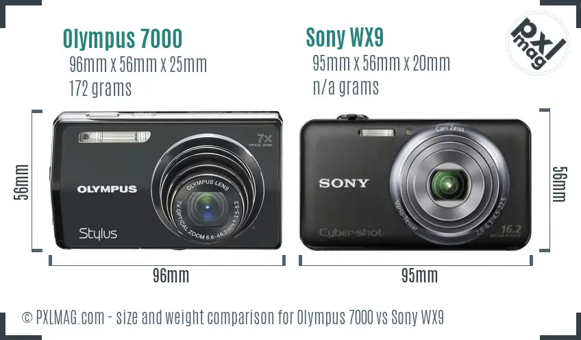 Olympus 7000 vs Sony WX9 size comparison