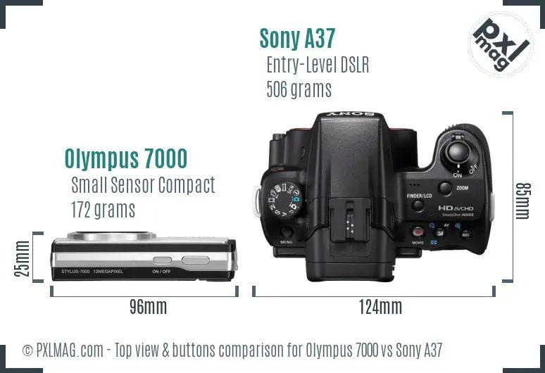 Olympus 7000 vs Sony A37 top view buttons comparison