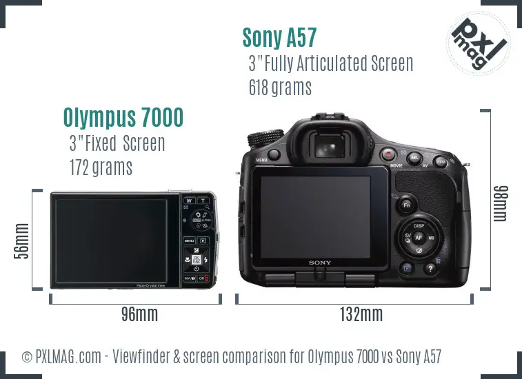 Olympus 7000 vs Sony A57 Screen and Viewfinder comparison Olympus 7000 vs Sony A57 Screen and Viewfinder comparison