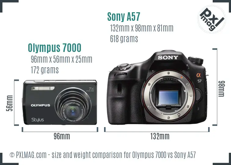 Olympus 7000 vs Sony A57 size comparison Olympus 7000 vs Sony A57 size comparison