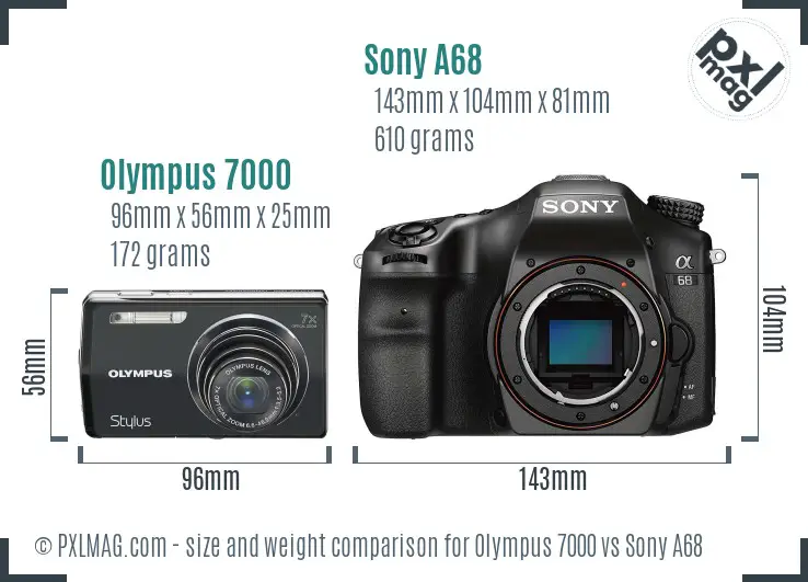 Olympus 7000 vs Sony A68 size comparison Olympus 7000 vs Sony A68 size comparison