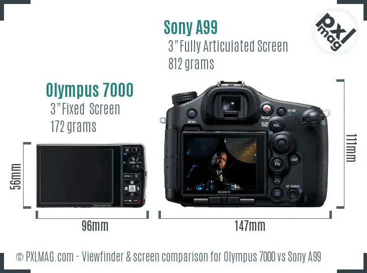Olympus 7000 vs Sony A99 Screen and Viewfinder comparison Olympus 7000 vs Sony A99 Screen and Viewfinder comparison