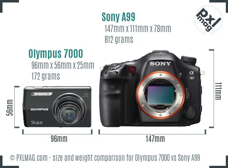 Olympus 7000 vs Sony A99 size comparison Olympus 7000 vs Sony A99 size comparison