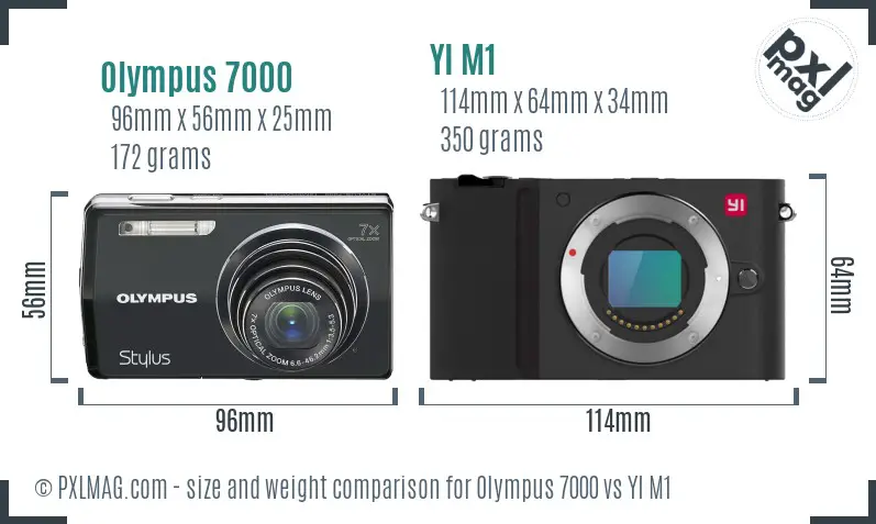 Olympus 7000 vs YI M1 size comparison Olympus 7000 vs YI M1 size comparison