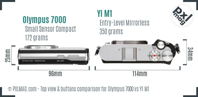 Olympus 7000 vs YI M1 top view buttons comparison Olympus 7000 vs YI M1 top view buttons comparison