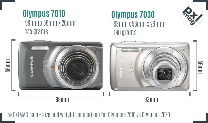Olympus 7010 vs Olympus 7030 size comparison