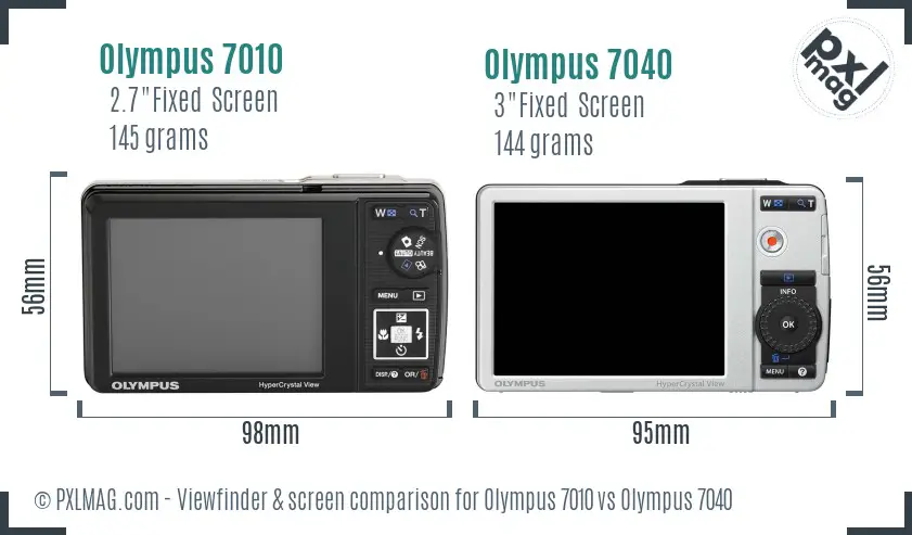 Olympus 7010 vs Olympus 7040 Screen and Viewfinder comparison