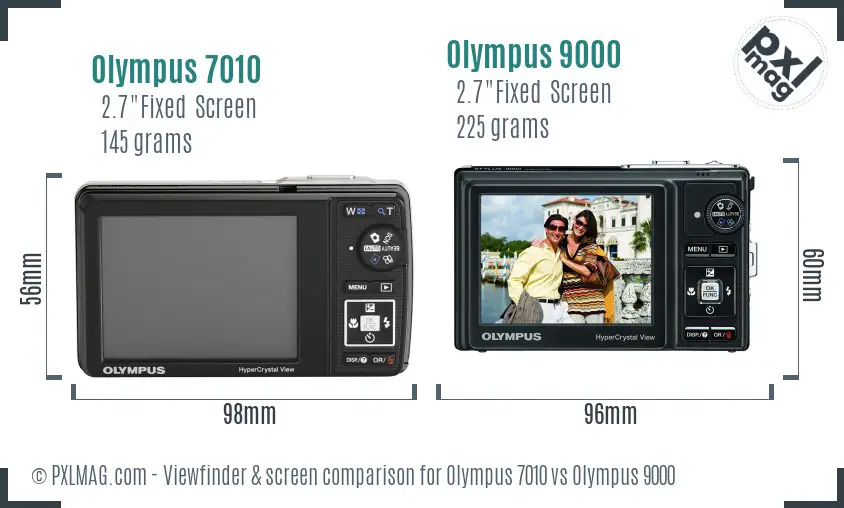 Olympus 7010 vs Olympus 9000 Screen and Viewfinder comparison