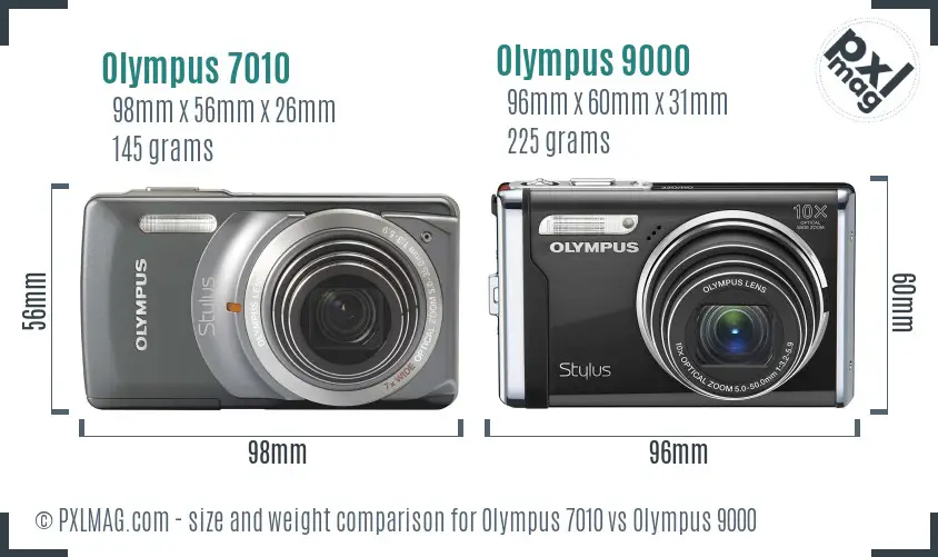 Olympus 7010 vs Olympus 9000 size comparison