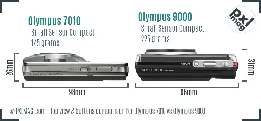 Olympus 7010 vs Olympus 9000 top view buttons comparison