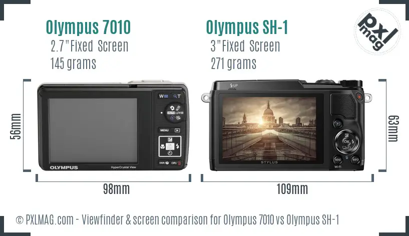Olympus 7010 vs Olympus SH-1 Screen and Viewfinder comparison