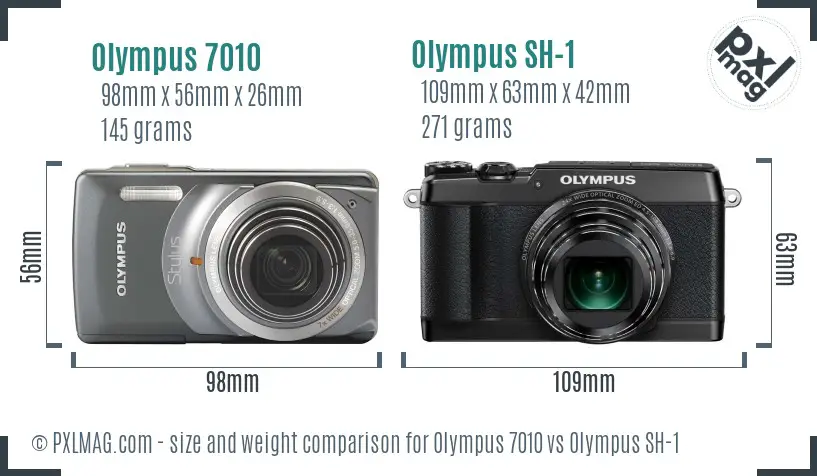 Olympus 7010 vs Olympus SH-1 size comparison