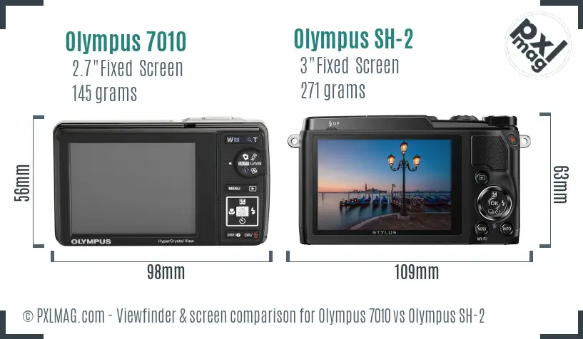 Olympus 7010 vs Olympus SH-2 Screen and Viewfinder comparison