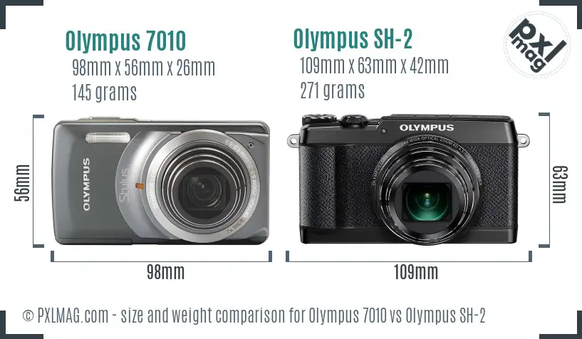 Olympus 7010 vs Olympus SH-2 size comparison