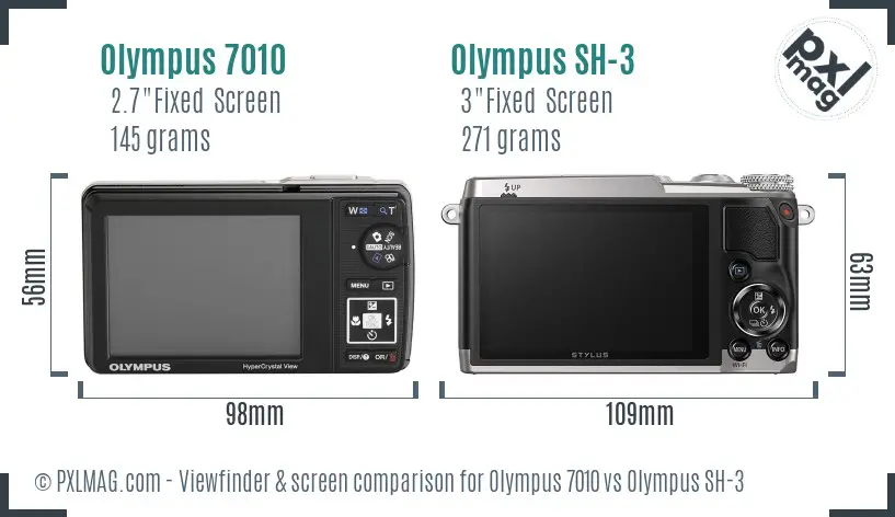 Olympus 7010 vs Olympus SH-3 Screen and Viewfinder comparison