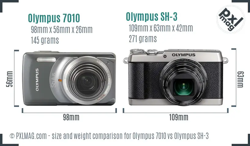 Olympus 7010 vs Olympus SH-3 size comparison
