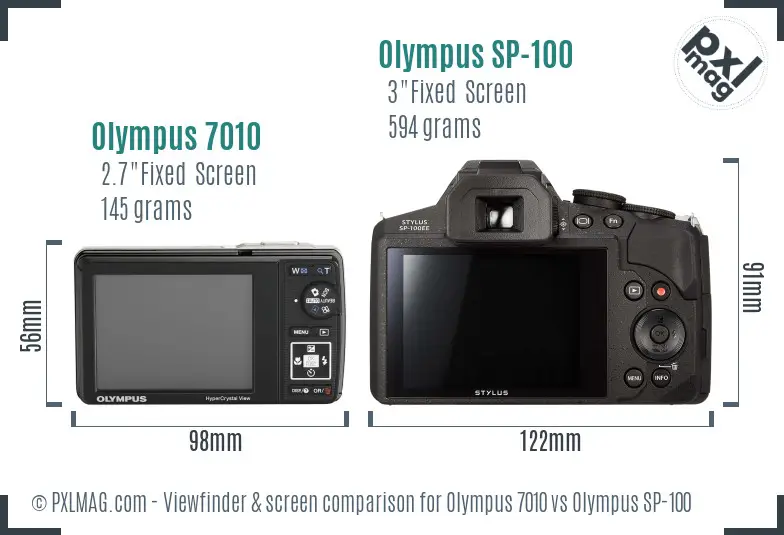 Olympus 7010 vs Olympus SP-100 Screen and Viewfinder comparison