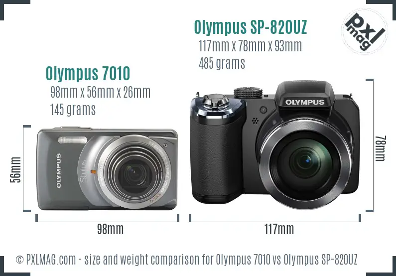 Olympus 7010 vs Olympus SP-820UZ size comparison