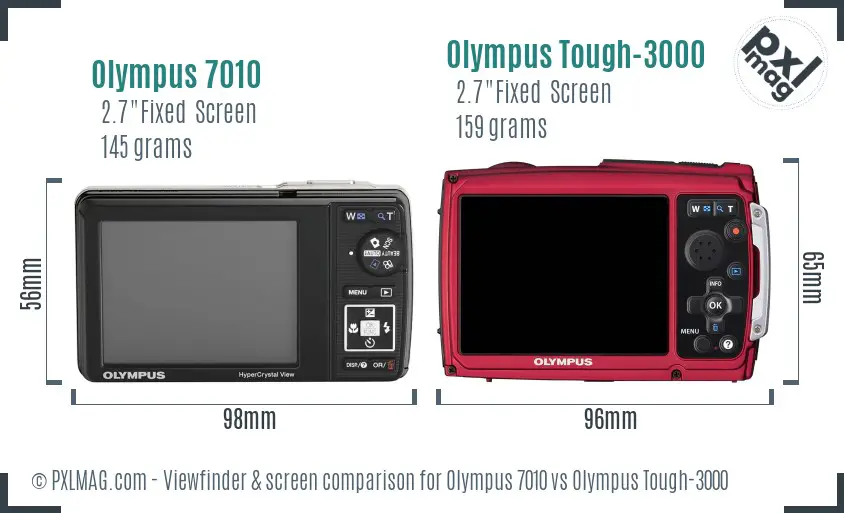 Olympus 7010 vs Olympus Tough-3000 Screen and Viewfinder comparison