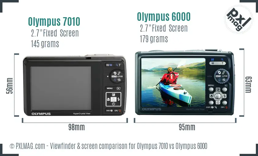 Olympus 7010 vs Olympus 6000 Screen and Viewfinder comparison