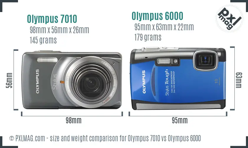 Olympus 7010 vs Olympus 6000 size comparison