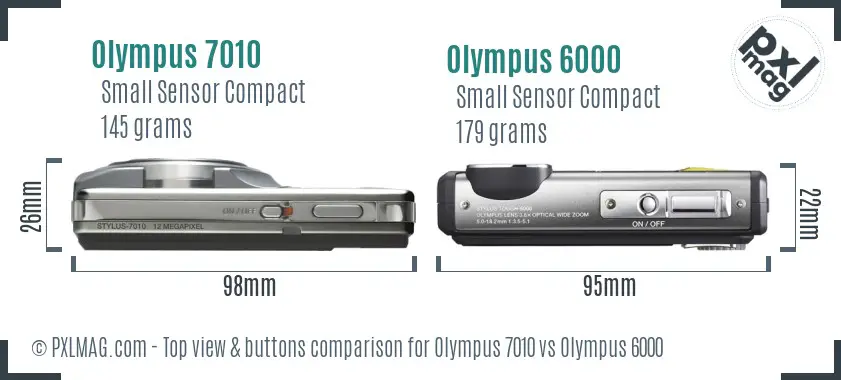Olympus 7010 vs Olympus 6000 top view buttons comparison