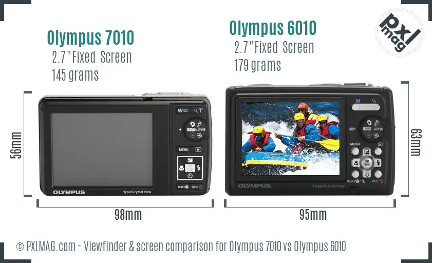 Olympus 7010 vs Olympus 6010 Screen and Viewfinder comparison