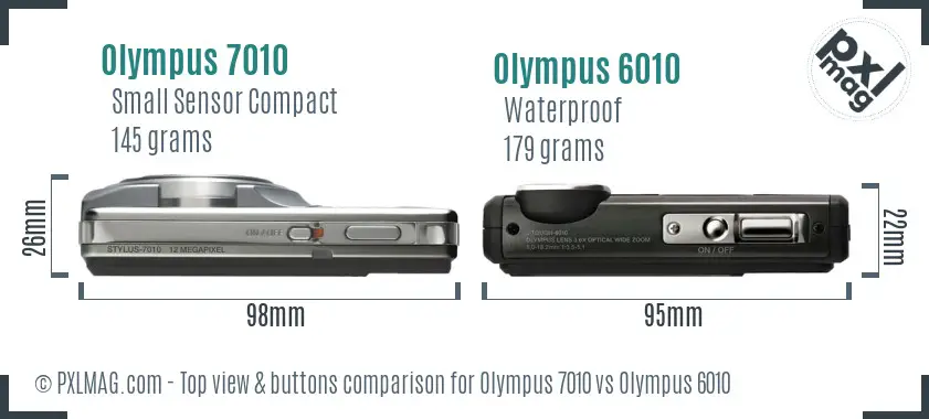 Olympus 7010 vs Olympus 6010 top view buttons comparison