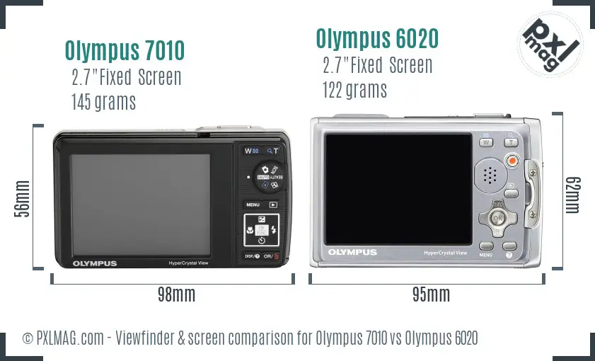 Olympus 7010 vs Olympus 6020 Screen and Viewfinder comparison