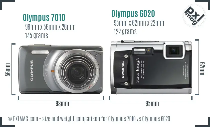 Olympus 7010 vs Olympus 6020 size comparison