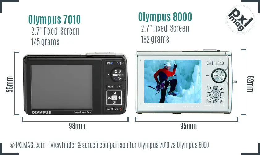 Olympus 7010 vs Olympus 8000 Screen and Viewfinder comparison