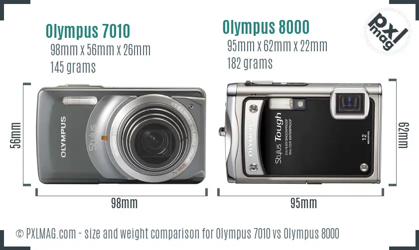Olympus 7010 vs Olympus 8000 size comparison