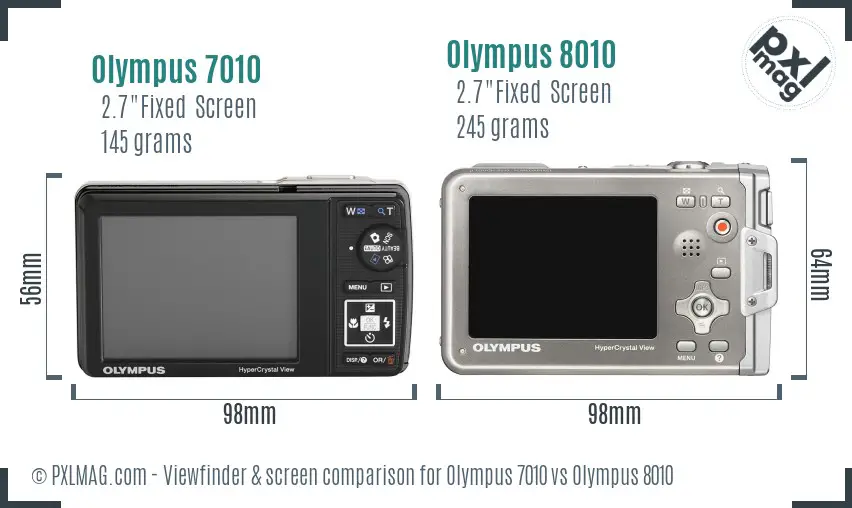 Olympus 7010 vs Olympus 8010 Screen and Viewfinder comparison