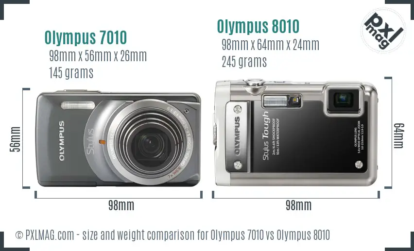 Olympus 7010 vs Olympus 8010 size comparison