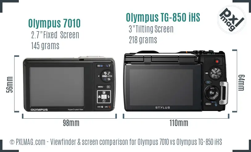Olympus 7010 vs Olympus TG-850 iHS Screen and Viewfinder comparison