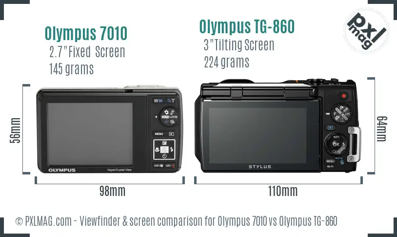 Olympus 7010 vs Olympus TG-860 Screen and Viewfinder comparison