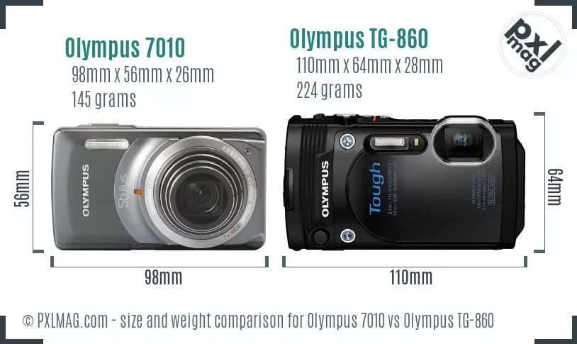 Olympus 7010 vs Olympus TG-860 size comparison