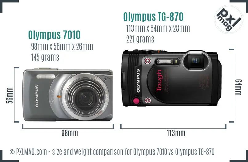 Olympus 7010 vs Olympus TG-870 size comparison