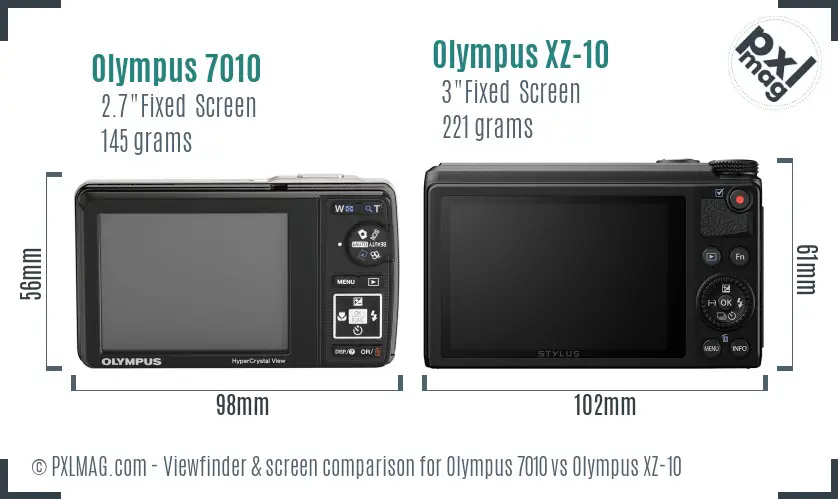 Olympus 7010 vs Olympus XZ-10 Screen and Viewfinder comparison