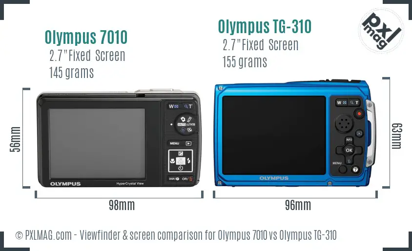 Olympus 7010 vs Olympus TG-310 Screen and Viewfinder comparison
