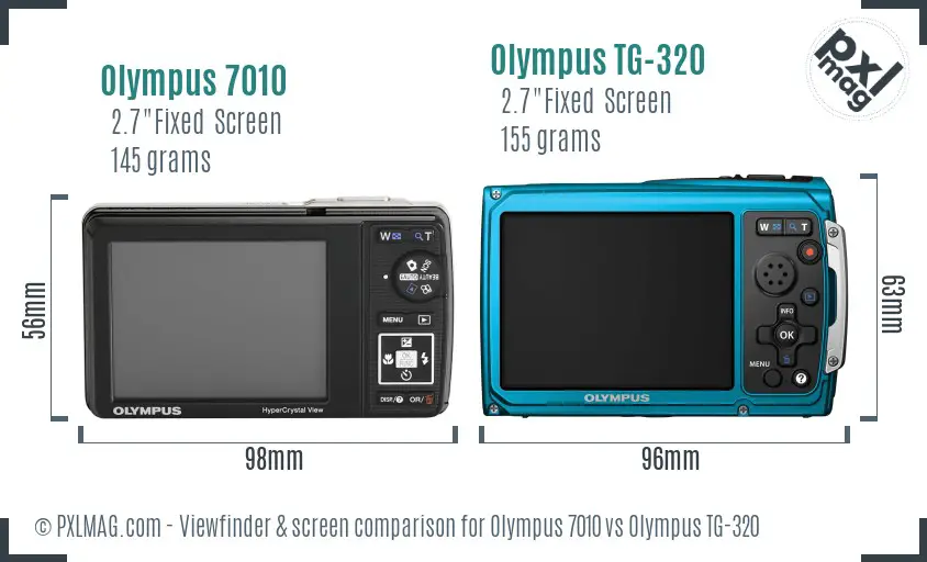 Olympus 7010 vs Olympus TG-320 Screen and Viewfinder comparison