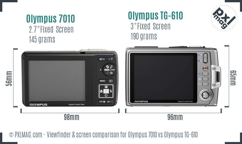 Olympus 7010 vs Olympus TG-610 Screen and Viewfinder comparison